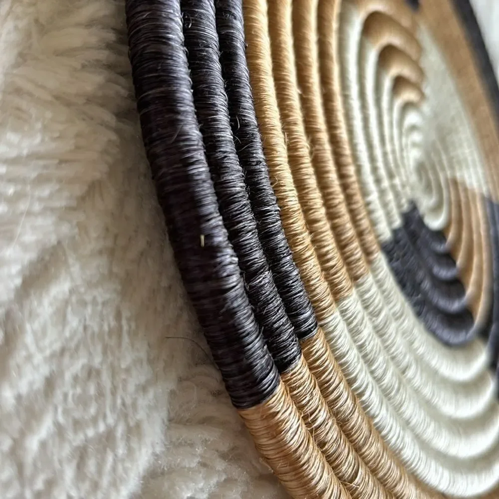 Set of 3 Round‎ African handwoven Binga wall decor plates
